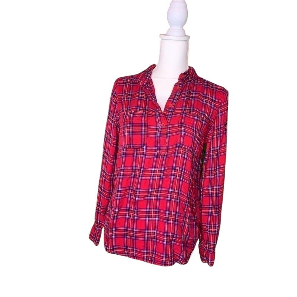 Universal Thread Red Plaid Long Sleeve Blouse Women’s XS Boho Casual